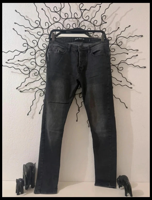 Jean super skinny gris anthracite Denim Co coton stretch W32 L30 homme XL